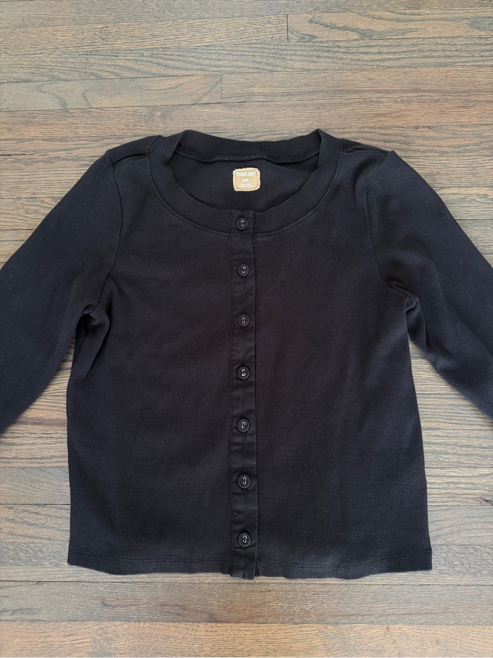 Free People Black Button-Front Long Sleeve Top